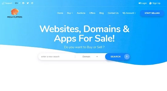 MegaFlippers - Domain, Website and App Marketplace